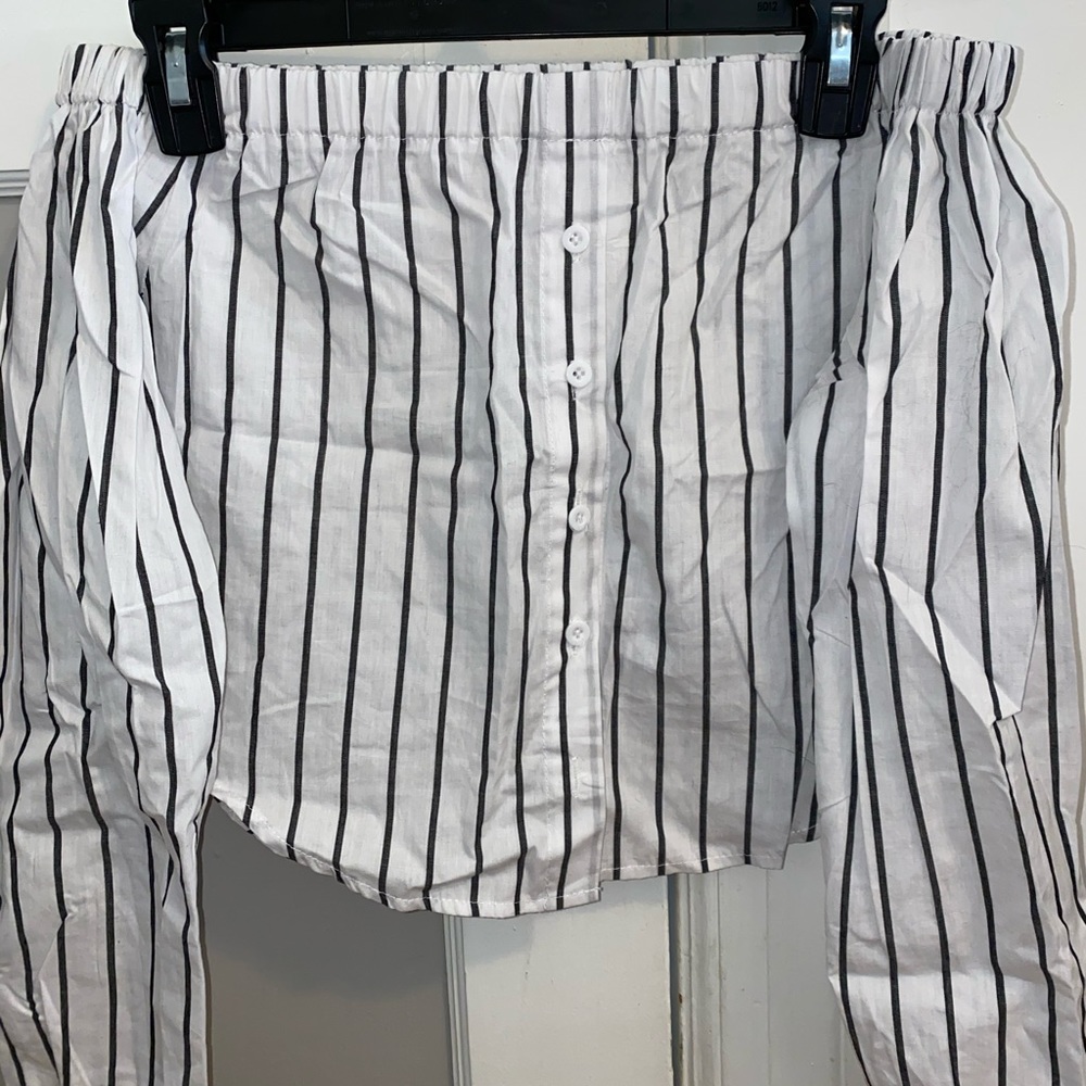 Stripped Off the Shoulder Shirt
